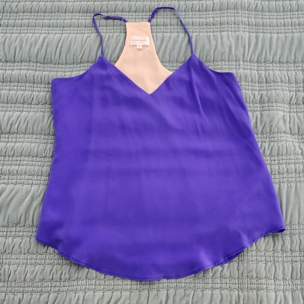 Lavender Brown Blue Silk Tank Top Size Small NWOT